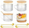 Collazoey 4 Pcs Groß Kaffeetassen Set,Mit Goldrand Vintage Latte Macchiato Gläser,mit Deckel und Löffel(400ml), für Kaffee, Cappuccino,Latte,Overnight Oats & Mehr
