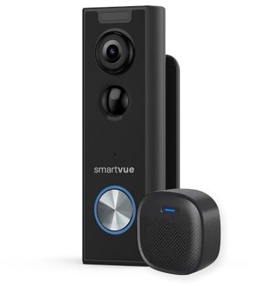 SmartVue Smart-Türklingel mit WLAN-Kamera | Kabellose Video-Türklingel 1080P mit App | Bewegungserkennung, Nachtsicht, ohne Kabel | Inklusive 32 GB MicroSD | Smart-Home-Sicherheit | Innenklingel