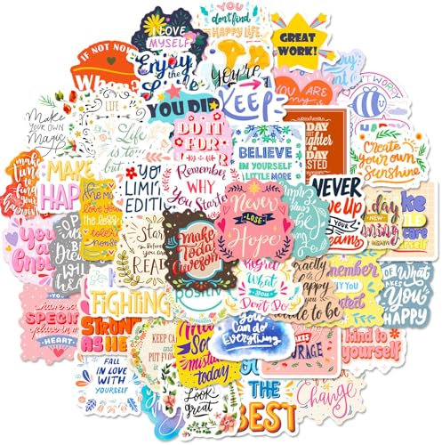 Cipszoely Preppy Stickers for Laptop Motivational Aesthetic Stickers for Adults Girls, 50pcs Laptop Stickers for Kindle Reading Booktok Stickers Positive Colorful Stickers for Water Bottles Book