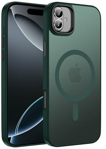 KPPIT for iPhone 16 case Compatible with MagSafe 6.1 inch,Magnetic Case for iPhone 16 Phone case Slim Translucent Matte Back Cover-Cangling Green