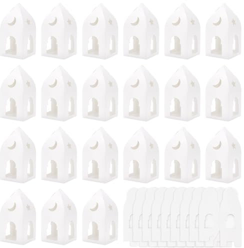 BENECREAT 30 Pcs Haus Form Geschenk Box, 6.5x6.5x14cm Weiß Transparent Fenster Box, Geschenk Boxen leer für, Geschenk Verpackung
