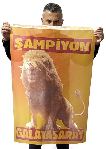 Galatasaray Flagge 70 x 105 cm - für Fahnenmast, Türkeifahne aus reißfestem Fahnen-Polyester-Stoff, Hissfahne Quer wetterfest und UV-beständig Türkei (Löwe)