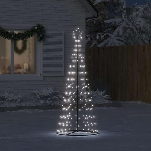 KOIECETA LED Weihnachtsbaum Kegelform mit Leucht-Stern Lichterbaum Baum Weihnachtsbaum Weihnachtsdeko Außen Leuchtbaum 200 LEDs Kaltweiß 182 cm