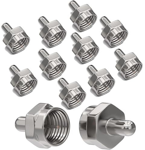 12 Stück Silber SAT F-Abschlusswiderstand (F-Stecker) Endwiderstand zum Abschluss an F-Buchse (Multischalter, LNB, Tuner, Dosen) 75 Ohm