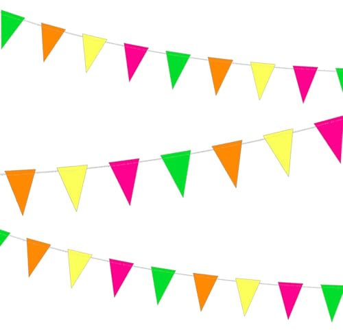 2 Stück Neon Papiergirlande Schwarzlicht Party Deko Hängende Girlande Neon Partyzubehör für Geburtstag Hochzeit Party Dekorationen ﻿