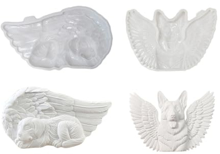 Xidmold 2 Stücke Hund Engel Silikonformen Epoxidharz, Haustier mit Engelsflügel Harzform Wandkunst Hängende Gießform für Gips, Gedenkstatue, Handwerk