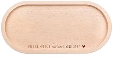 wunderwunsch Baumscheibe mit Gravur, personalisierte Holzscheibe für Mama | Brettchen als Geschenk für die beste Freundin, kleines Dekotablett Hochzeit, graviertes Bild auf Holz