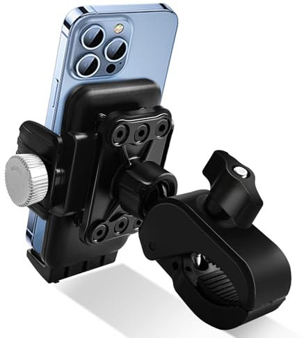 Handyhalterung Fahrrad, Handyhalterung Motorrad Doppelt Vibrationsgedämpft Handyhalter Fahrrad Lenker, Universal 360°Drehung Handy Fahrradhalterung für iPhone 16 15 14, Samsung, 4,7-6,8 Smartphone