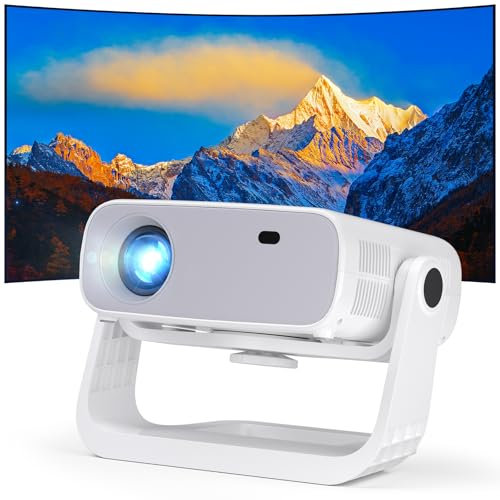 Wielio Proiettore Smart Android 11 – Applicazioni integrate con Netflix/YouTube integrati, 350 ANSI 4K Supporto WiFi Screen Mirroring, Bluetooth 2‑Way, Keystone 4‑Point, PTZ 120°, Bianco
