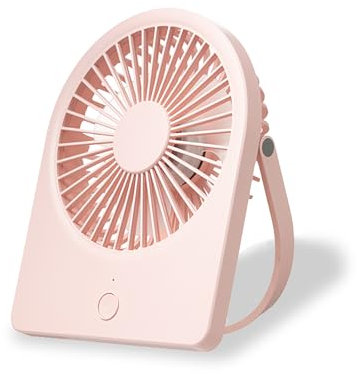 FUNJEO F125 Desk Fan,Wall Mounted Fan,Powerful 3 Speeds,USB Rechargeable,Warm Night Light,for Work/Camping/Study (Pink, Undigital Display)