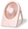 FUNJEO F125 Tischventilator, Wandventilator, leistungsstark mit 3 Geschwindigkeiten, USB-wiederaufladbar, warmes Nachtlicht, für Arbeit/Camping/Studium (Rosa, Ohne Digitalanzeige)