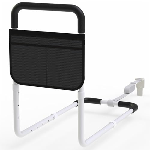 OCBAiLi Bed Rails for Elderly Adults Safety, Bed Handle Bedside Assist, Adult Bed Rails for Seniors, Adjustable Bed Bar with Storage Pocket & Fixing Strap, Bed Cane Fits Twin, Queen, Full, King Bed