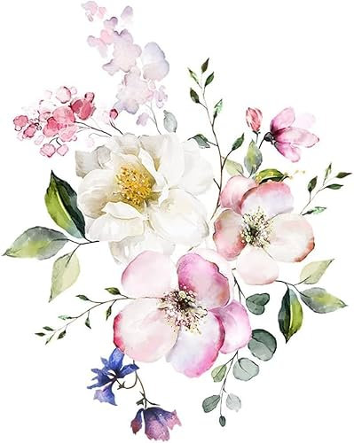 Flowers Toilet Seat Lid Stickers, Toilet Lid Cover Decals Self-Adhesive Removable Bathroom Wall Sticker Flower Pattern for Restroom WC Decorations Home Bathroom Accessories