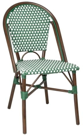Bolero Parisian Style PE Rattan Chair Green Dot Mix, Pack of 2 | Weather-resistant outdoor seating updates commercial cafes or patios with a classic bistro look built for daily guest use.