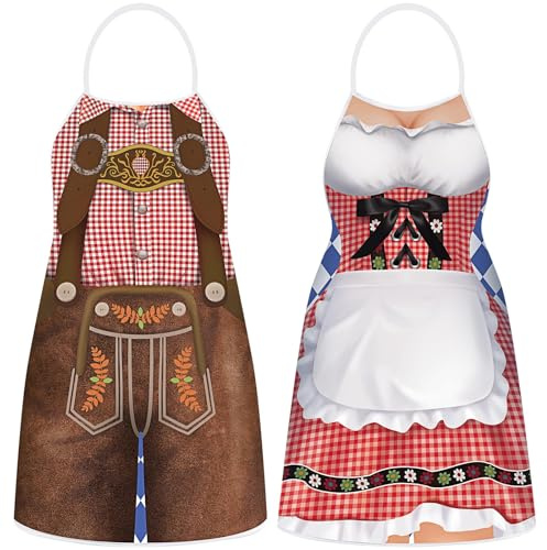 CHONGQILAO Oktoberfest Schürze Damen Kochschürze Herren Lustig, Bayrische Grillschürze Verstellbare, Motiv Küchenschürze Bierfest für Oktoberfest, Grillen im Freien, Kochen, Gartenarbeit