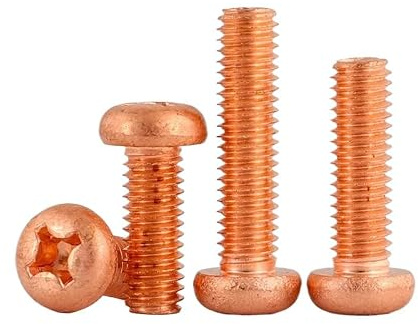 M3 M4 M5 M6 99.9% Pure Copper Phillips Cross Pan Head Machine Screws (50,M3 x 10mm)