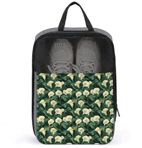Golf-Schuhtaschen für Reisen, für Damen und Herren, weiße Calla-Lilien-Muster zum Packen im Koffer, Bowling, Tanz, Spitze, Fußball, Stollen, Organizer