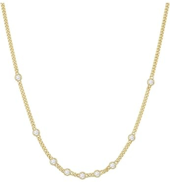 ANIA HAIE Damen Halskette MELODIC POET Multi Station Round Stone aus 925 Sterling Silber, besetzt mit 9 runden Zirkonia, Länge 40,5cm + 5cm Verlängerung, inkl. Geschenkverpackung