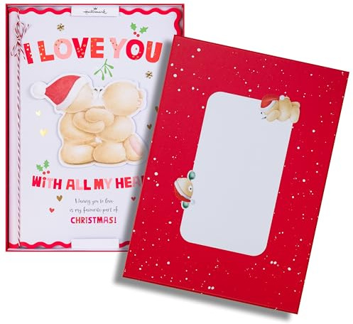 Hallmark Luxury Boxed Christmas Card for One I Love - Cute Forever Friends Mistletoe Kiss Design