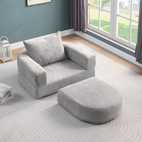 Arhatreya Komprimierbare Klappmatratze, faltbares Schlafsofa mit abnehmbaren Armlehnen, tragbares All-in-One Bodenbett, rutschfest, Keine Montage erforderlich, Chenille, Beige