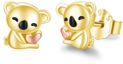 REDSUN Koala Ohrstecker Tiere Mädchen 925 Sterling Silber Koala Ohrringe Gold Tiere Koala Schmuck Koala für Damen Frauen Kinder