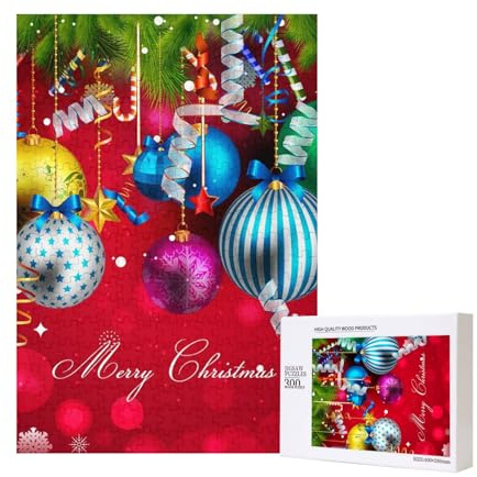 300-teiliges Weihnachtskugel-Puzzle mit Verpackung für Erwachsene – Holzpuzzle