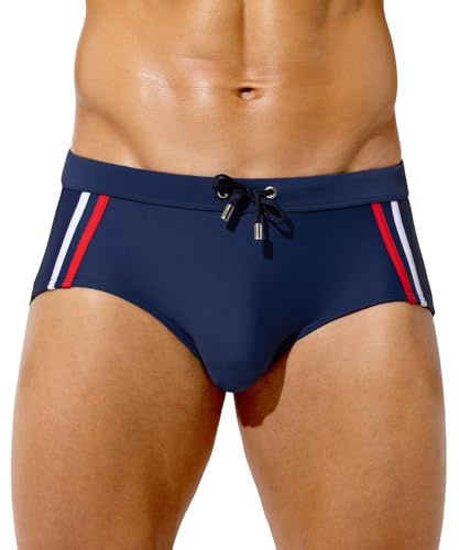 Casey Kevin Bañador Slip Hombre Natacion con Cordón Ajustable Secado Rápido | Swimwear Briefs Color-Block Surf para Playa Piscina