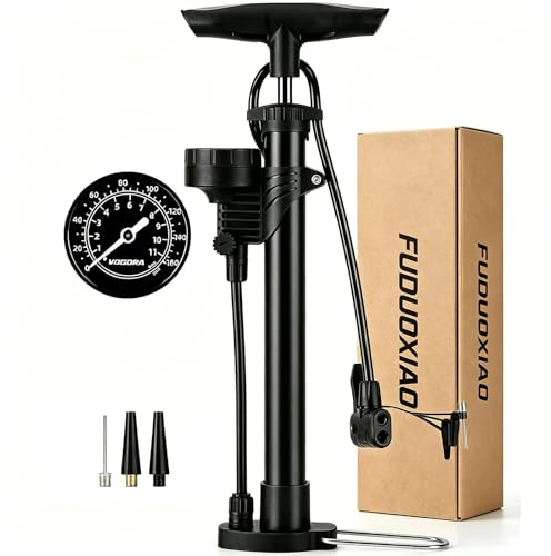 Fahrradpumpe alle Ventile,Fahrradpumpe mit Manometer,Fahrrad Luftpumpe mit Doppelventil,Luftpumpe Fahrrad mit 2Adaptern,Leistungsstarke Fahrrad Pumpe Luft für Fahrrad Französische Ventile-11Bar/160PSI