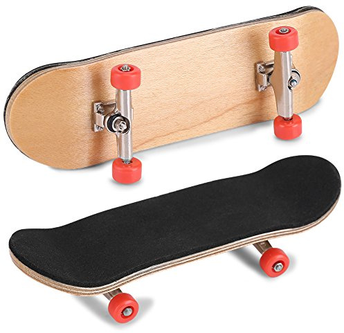 SIXRUN 5-Schichten Ahornholz Finger-Skateboard, Legierung Fingerboards Metall Fingerboards Pro Zur Stressabbau Fidget-Spielzeug (Rot)