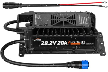 LiTime Chargeur Batterie Lithium 24V 20A, IP67 Étanche, 29,2V AC-DC | Pour batteries LiFePO4, Activation 0V & protections multiples, Charge 3 étapes pour Camping-Car, Bateau, moteur de trolling