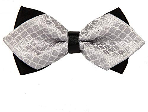 Xmiral Fliege Mode Herren Fliege Gitter Drucken Elegant Zubeh鰎 Krawatte Fliege Tanzparty Party(Silber)