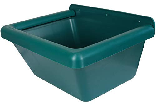 Tosoni, Rechteckige Futterkrippe, Ideal für Pferde, Einfassung in Kunststofffuttersparer. Aus Polyethylen, Entleerungskappe, Fassungsvermögen 25 Liter, für Stall und Pferdebox, Erhältlich in Grün