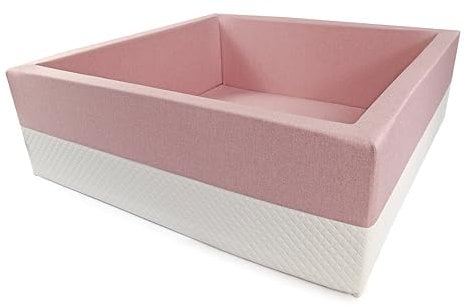 Rainbow Kids - Luxus Bällebad Bällepool Bällebecken Spielbälle Kugelbad Bällchenbad Spielbecken Ball Bällepool (90x90x40 ohne Bälle)- Rosa-Weiss