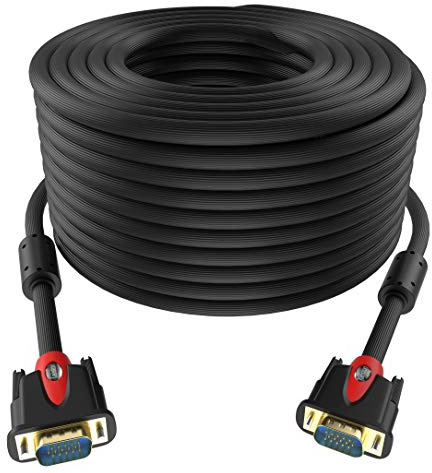 Tainston VGA auf VGA Kabel HD15 Monitor Kabel mit Ferriten Stecker auf Stecker 75Feet