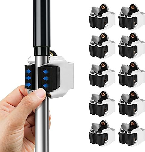 Besenhalterung Wand, Clips Besenhalter 10 Stück Selbstklebend Mop und Besen Halter, Vielseitige Wandhalterung Ordnungsleiste Gerätehalter Wandhalter für Mop Besen Gartenwerkzeug