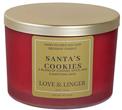 Holiday Candles Duftkerzen, luxuriöse Soja- und Bienenwachskerzen für Zuhause, 473 ml, große Duftkerze im Glas, Lebkuchen-Weihnachtsplätzchen, Weihnachtskerzen