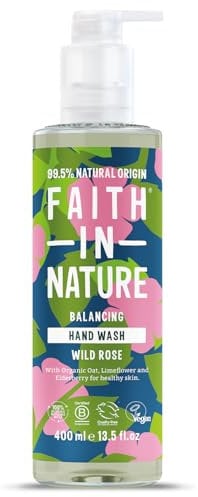 Faith In Nature Natural Wild Rose Liquid Hand Wash, Balancing, Vegan and Cruelty Free, No SLS or Parabens, 400 ml