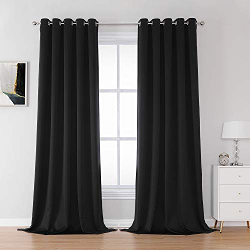 DUALIFE Verdunkelungsvorhänge, 2,7 m lang, 152,4 x 274,4 cm, Schwarz, 2 Paneele, Burgunderrot, extra lange Ösen, Verdunkelung, wärmeblockierende Jalousien, Schlafzimmervorhänge für Flur/Esszimmer