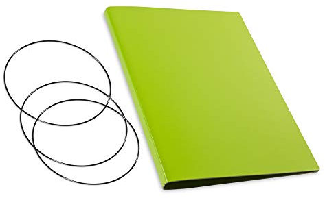 A4+, revolutionäres, nachhaltiges X17-Konzept für Notizbuch Personal Organizer und Terminplaner/Hülle für 2 Hefte! Recyceltes Leder, grün, Made in Germany, 17 Jahre Garantie*