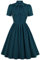 Wellwits Women's Office Lady Button up Tie Neck 1950s Vintage Shirt Dress S