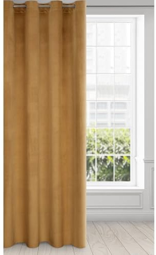 Eurofirany Melanie Vorhang Samt Velvet Ösen-1 STK. Weich Edel Gardine 200g/m² Elegant Glatt Einfarbig Flauschig Modern Klassisch Wohnzimmer Schlafzimmer, Polyester, Orange, H140 x B250 cm (1er Pack)