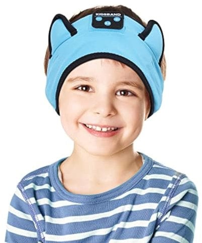 KIDSBAND Kids Headphones Bluetooth Headband Adjustable, Wireless Sleep Headphones for Kids with Wired Playback 3.5 MM Jack for Teens/Boys/Girls/Smartphones/School/Kindle/Airplane Travel/Plane/Tablet