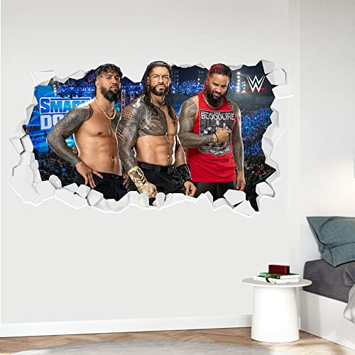 WWE Wall Sticker - Bloodline Broken Wall Decal Wrestling Mural Art (60cm Width x 35cm Height)