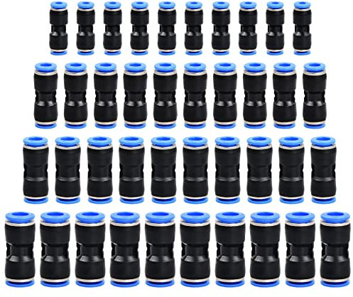 Pinsheng 40 Stück Pneumatik Steckverbinder Set, Gerade Push in Schnellkupplung Pneumatische Fittings für 4mm/6mm/8mm/10mm Luft & Wasser Schlauchanschluss