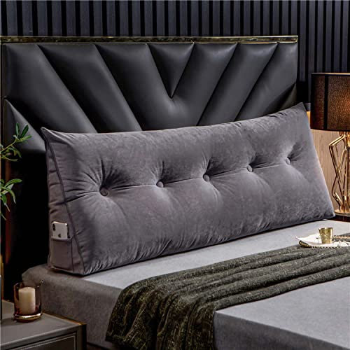 Yanman Luxury Headboard Pillow, Large Wedge Back Lumber Support Positioning Pillow with Pocket for Bed Sofa Tatami, Washable Daybed Triangle Bolster Cushion
