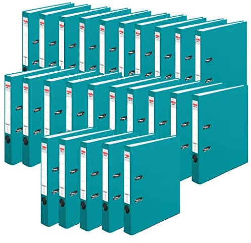 Herlitz 50015955 Ordner maX.file protect (A4, 5 cm, mit Einsteckrückenschild) Caribbean Türkis, 25 Stück