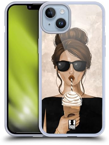 Head Case Designs Chica con café Frappe Cafetería Francesa Caso de Gel Suave Compatible con Apple iPhone 14 Plus