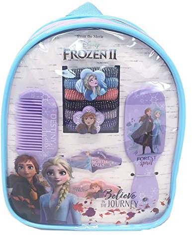 Disney Frozen 10 Stück Haargummis Haarspangen Haarbürste mit Rucksack