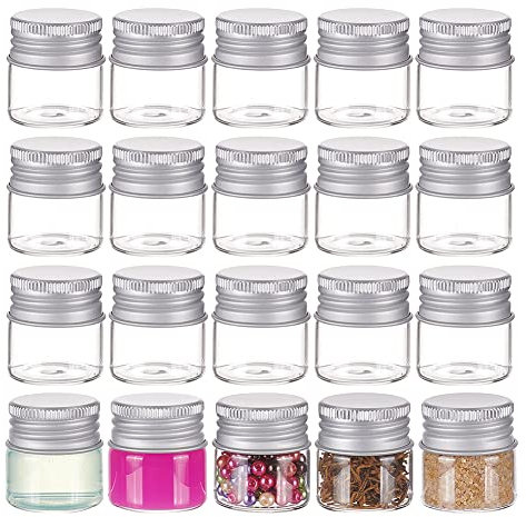 BENECREAT 20 Paquet de Contenants Cosmétiques Vides en Verre de 10 ML/0.34 oz, Flacons D'Échantillons de Bouteilles en Verre avec Bouchons en Aluminium Vissés pour Liquide D'Échantillon, Cotillons