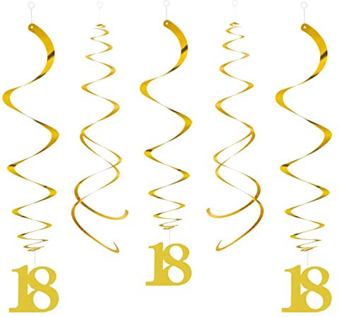 CC wonderland zone 20 Stück Gold 18 Geburtstag Wirbel Deko,Hängende Swirls Streams für 18. Party Dekorationen